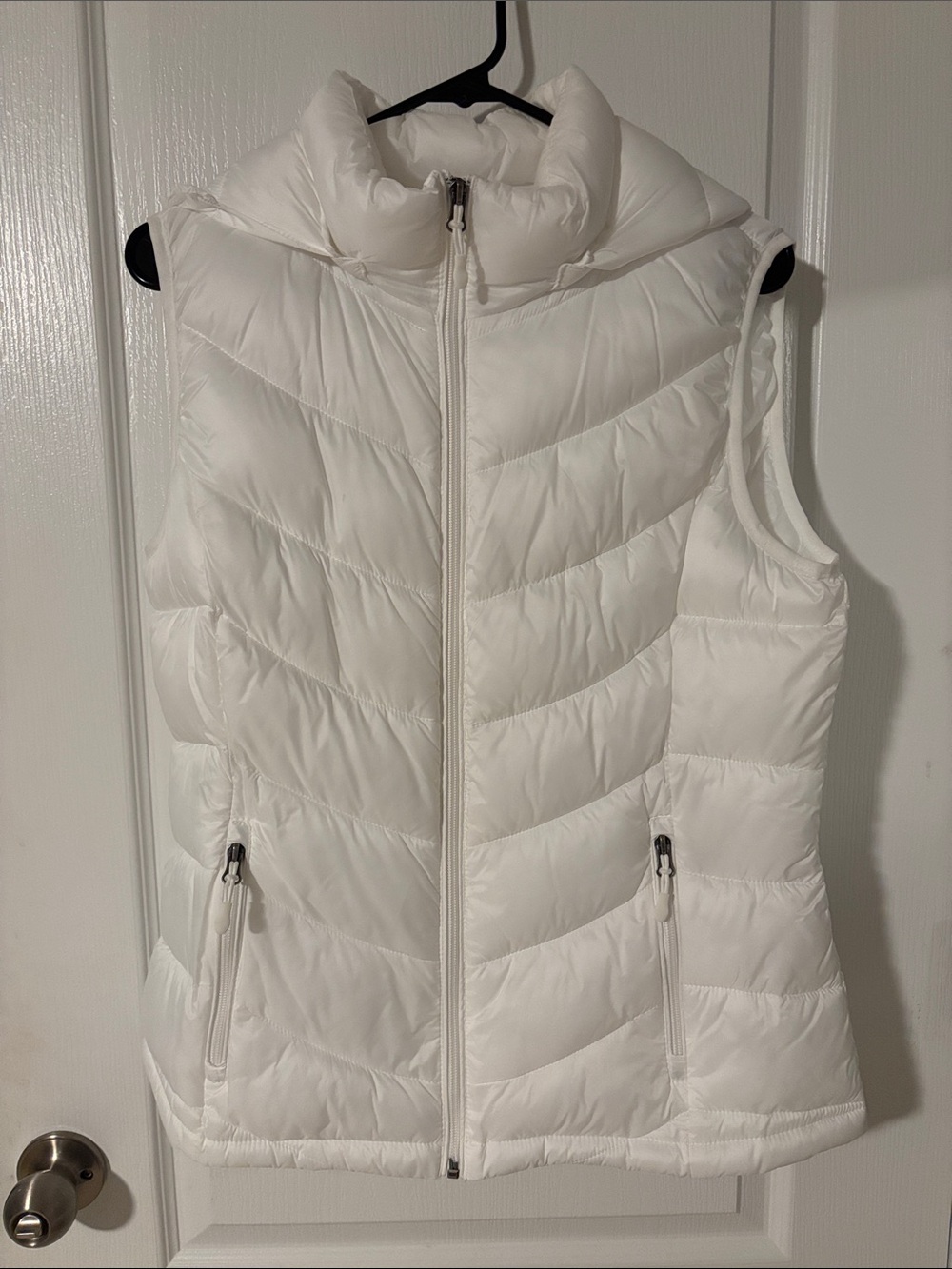 Charter Club White Quilted Puffer Vest with High Collar